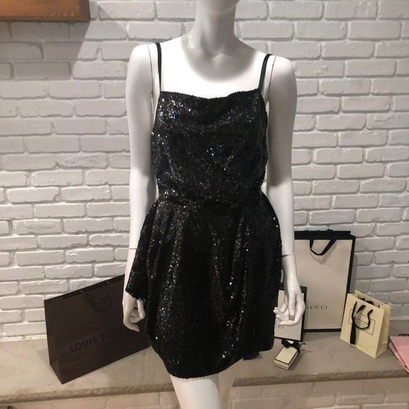 PEACOCK COLOR DISTRESSED SEQUIN ASYMETRICAL COCKTAIL GATHERED MINI DRAPED NECK - Picture 1 of 12